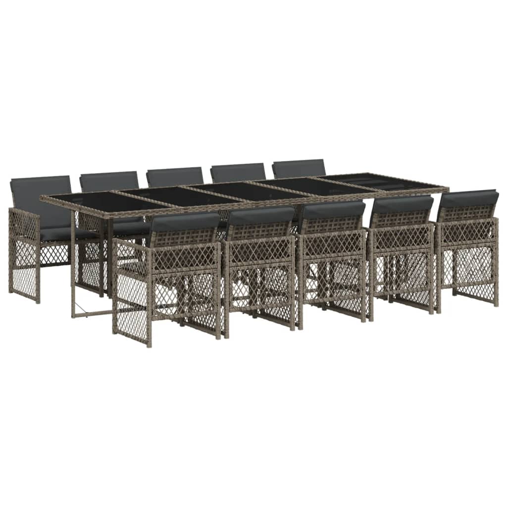 11-delige Tuinset met kussens poly rattan grijs is nu te koop bij PeponiXL, paradijselijk wonen!