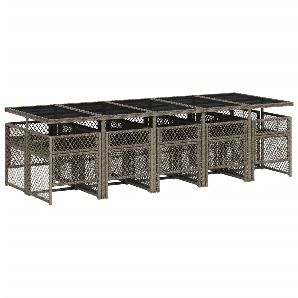 11-delige Tuinset met kussens poly rattan grijs is nu te koop bij PeponiXL, paradijselijk wonen!