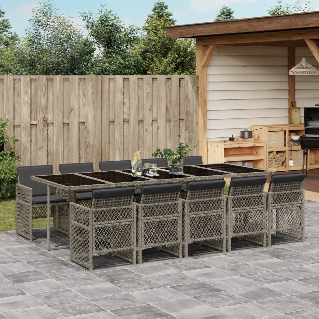 11-delige Tuinset met kussens poly rattan grijs is nu te koop bij PeponiXL, paradijselijk wonen!