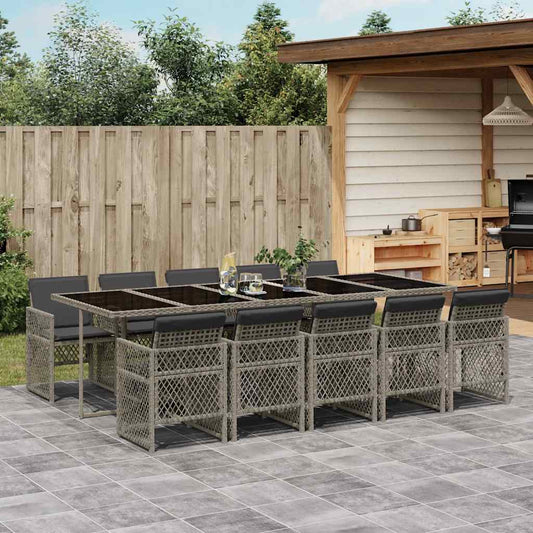 11-delige Tuinset met kussens poly rattan grijs is nu te koop bij PeponiXL, paradijselijk wonen!