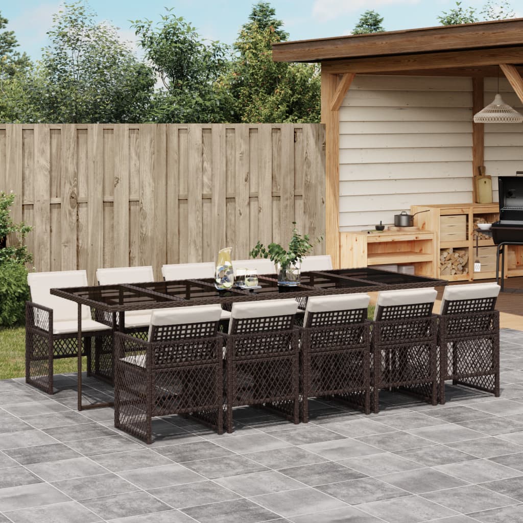 11-delige Tuinset met kussens poly rattan bruin is nu te koop bij PeponiXL, paradijselijk wonen!