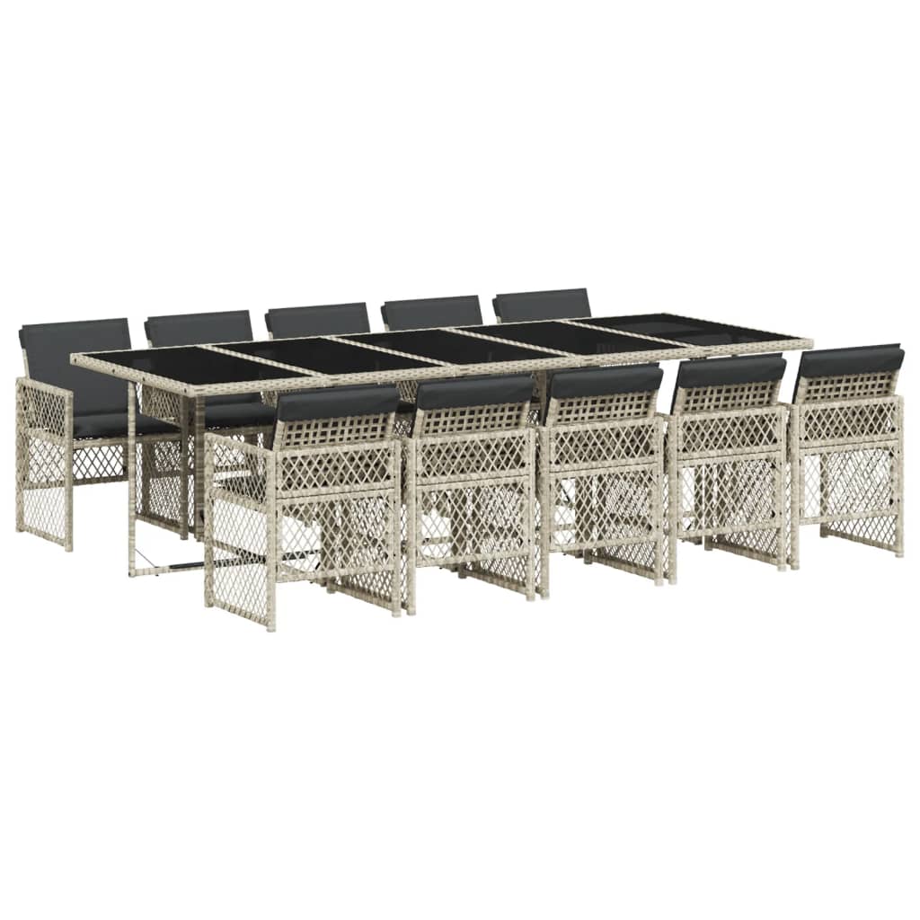 11-delige Tuinset met kussens poly rattan lichtgrijs is nu te koop bij PeponiXL, paradijselijk wonen!