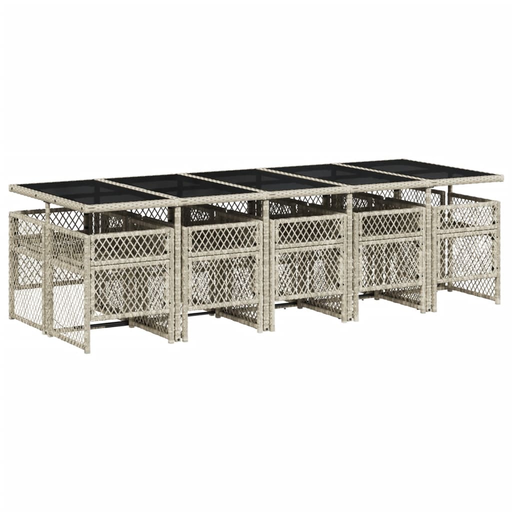11-delige Tuinset met kussens poly rattan lichtgrijs is nu te koop bij PeponiXL, paradijselijk wonen!