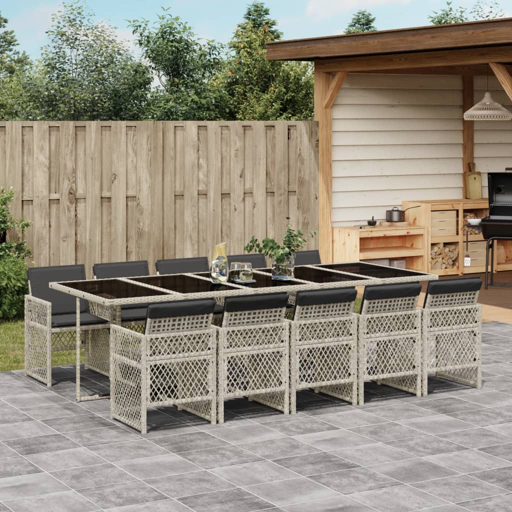 11-delige Tuinset met kussens poly rattan lichtgrijs is nu te koop bij PeponiXL, paradijselijk wonen!
