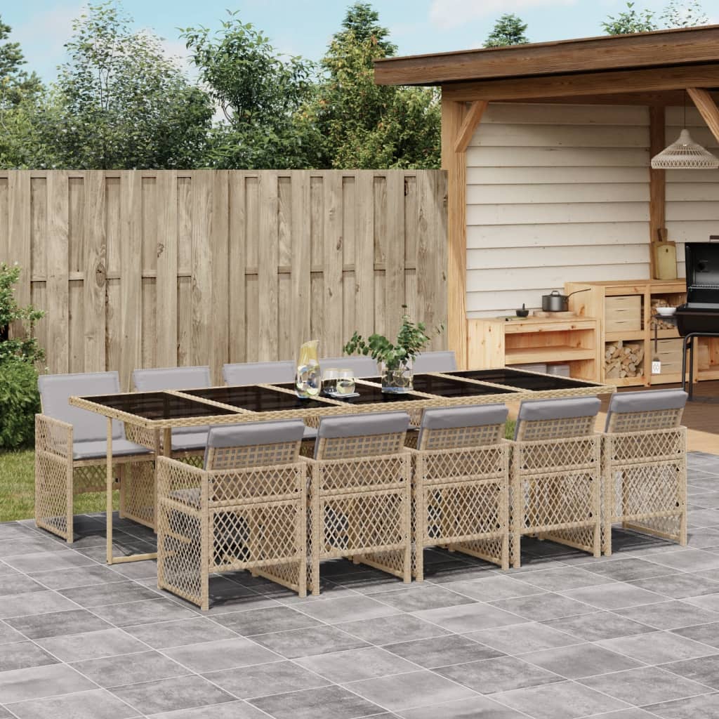 11-delige Tuinset met kussens poly rattan beige is nu te koop bij PeponiXL, paradijselijk wonen!
