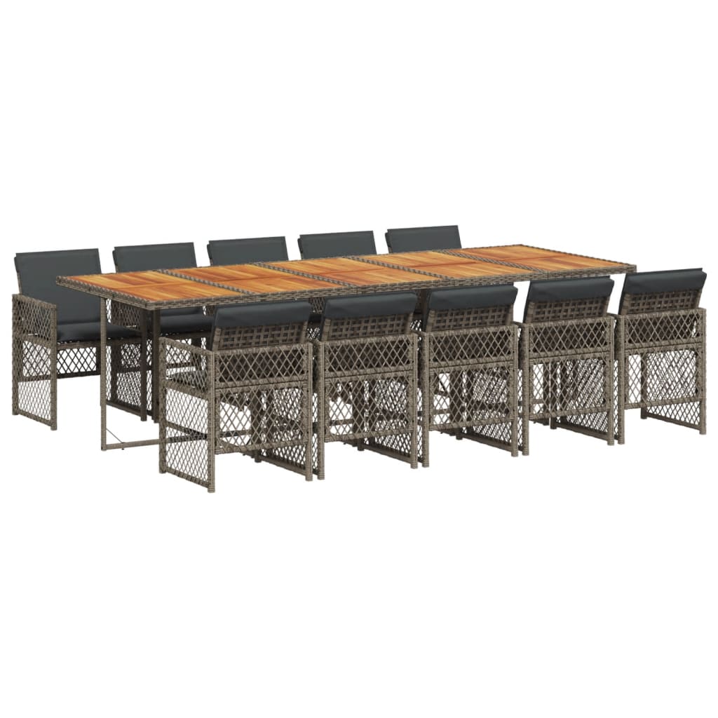 11-delige Tuinset met kussens poly rattan grijs is nu te koop bij PeponiXL, paradijselijk wonen!