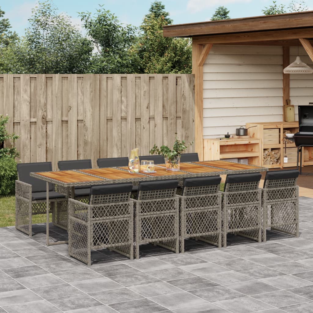 11-delige Tuinset met kussens poly rattan grijs is nu te koop bij PeponiXL, paradijselijk wonen!