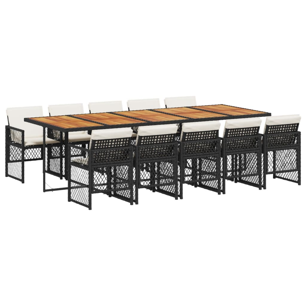 11-delige Tuinset met kussens poly rattan zwart is nu te koop bij PeponiXL, paradijselijk wonen!