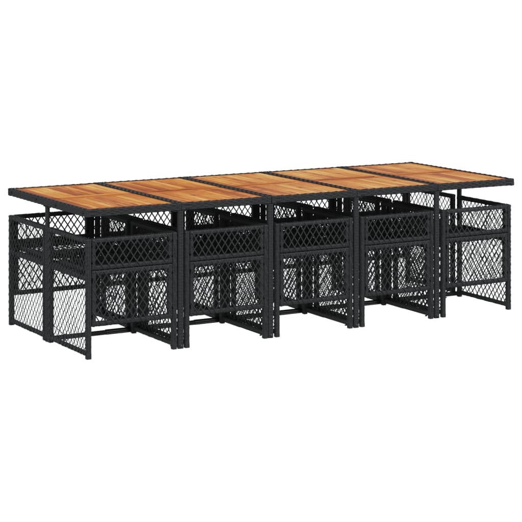 11-delige Tuinset met kussens poly rattan zwart is nu te koop bij PeponiXL, paradijselijk wonen!