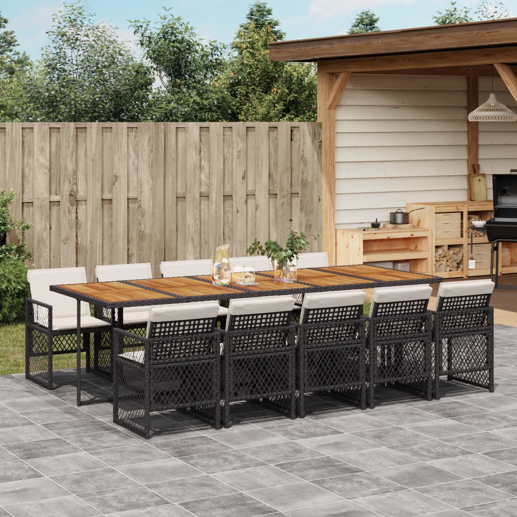 11-delige Tuinset met kussens poly rattan zwart is nu te koop bij PeponiXL, paradijselijk wonen!