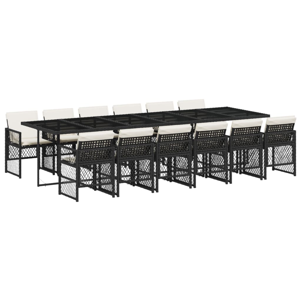 13-delige Tuinset met kussens poly rattan zwart is nu te koop bij PeponiXL, paradijselijk wonen!