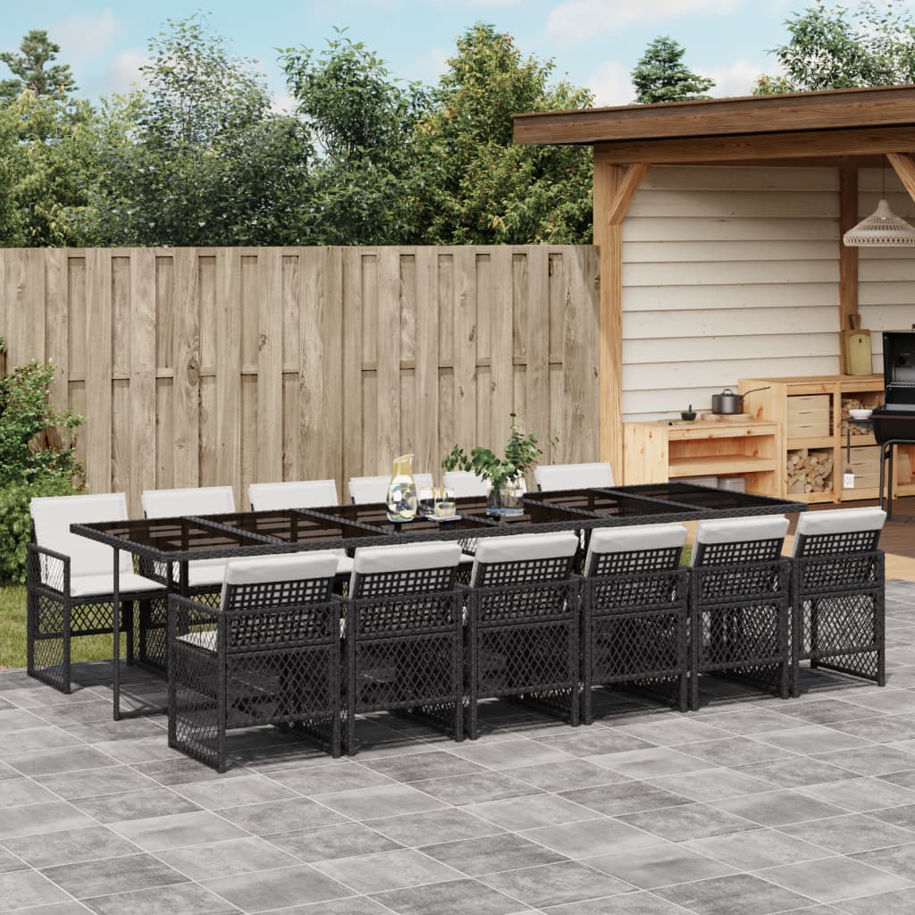 13-delige Tuinset met kussens poly rattan zwart is nu te koop bij PeponiXL, paradijselijk wonen!