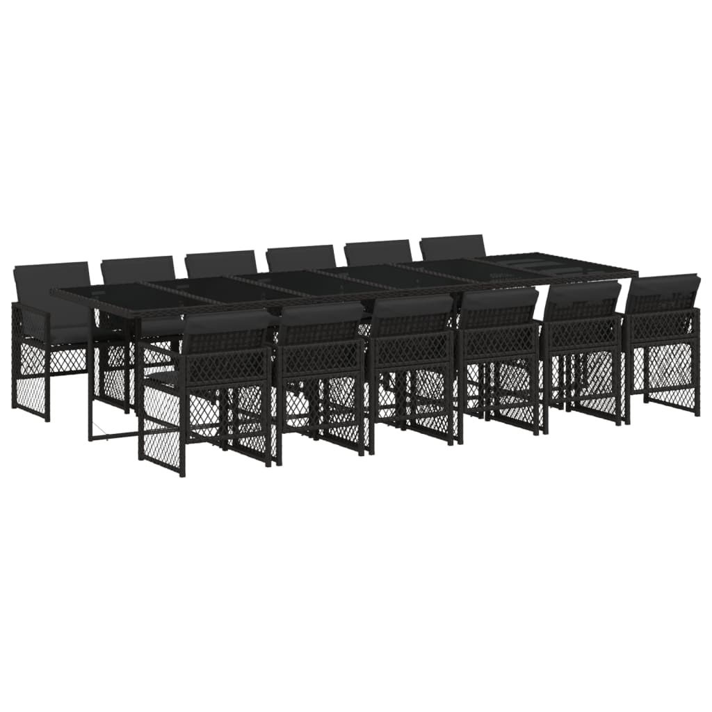 13-delige Tuinset met kussens poly rattan zwart is nu te koop bij PeponiXL, paradijselijk wonen!