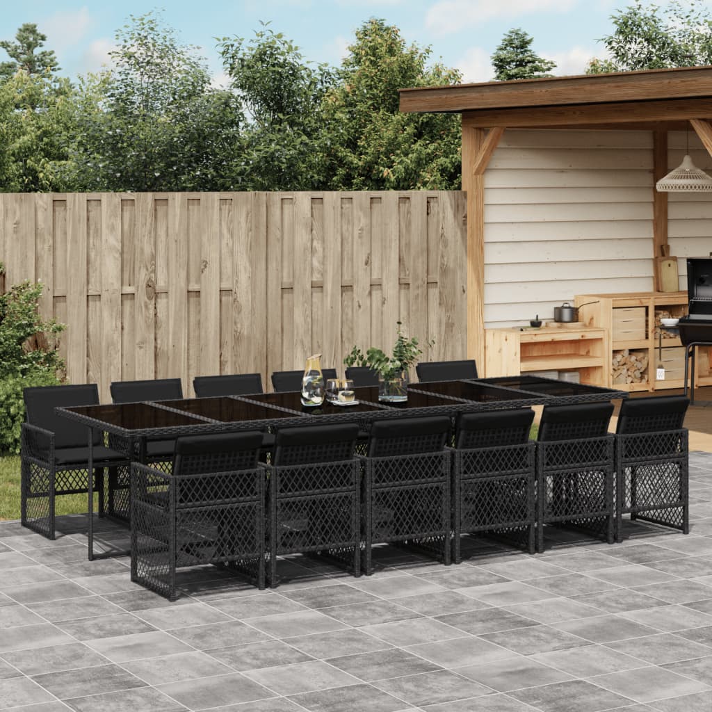 13-delige Tuinset met kussens poly rattan zwart is nu te koop bij PeponiXL, paradijselijk wonen!