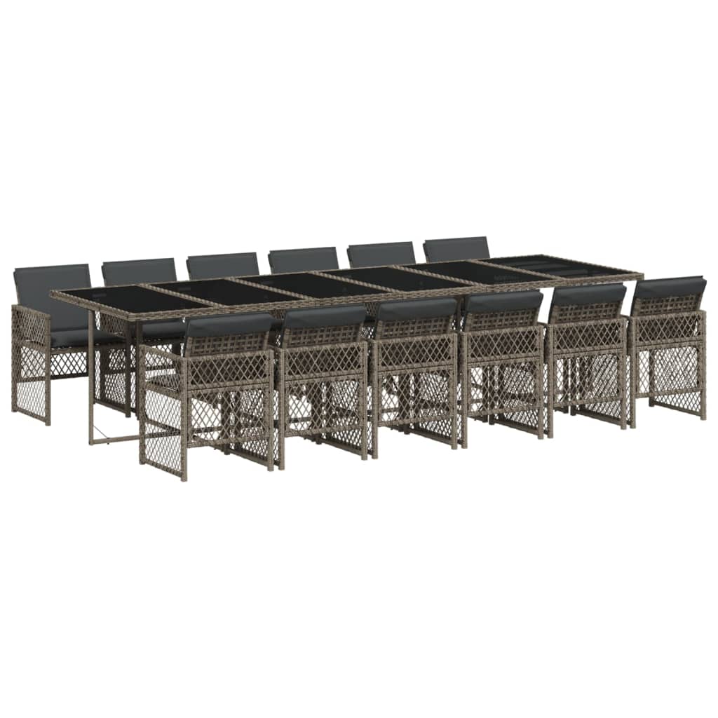 13-delige Tuinset met kussens poly rattan grijs is nu te koop bij PeponiXL, paradijselijk wonen!
