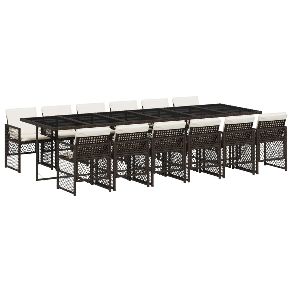 13-delige Tuinset met kussens poly rattan bruin is nu te koop bij PeponiXL, paradijselijk wonen!