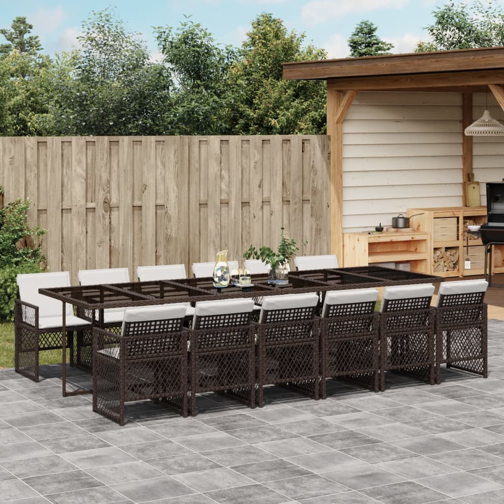 13-delige Tuinset met kussens poly rattan bruin is nu te koop bij PeponiXL, paradijselijk wonen!
