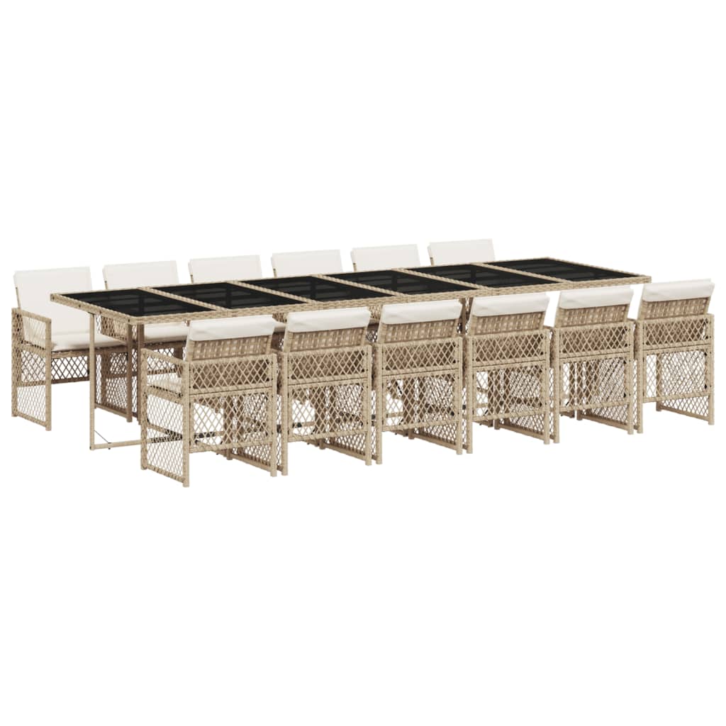 13-delige Tuinset met kussens poly rattan beige is nu te koop bij PeponiXL, paradijselijk wonen!