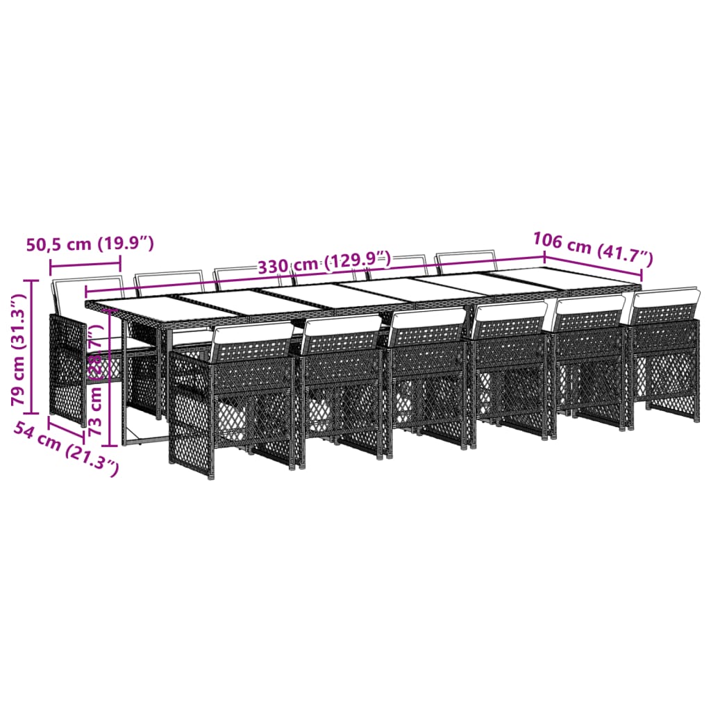 13-delige Tuinset met kussens poly rattan beige is nu te koop bij PeponiXL, paradijselijk wonen!