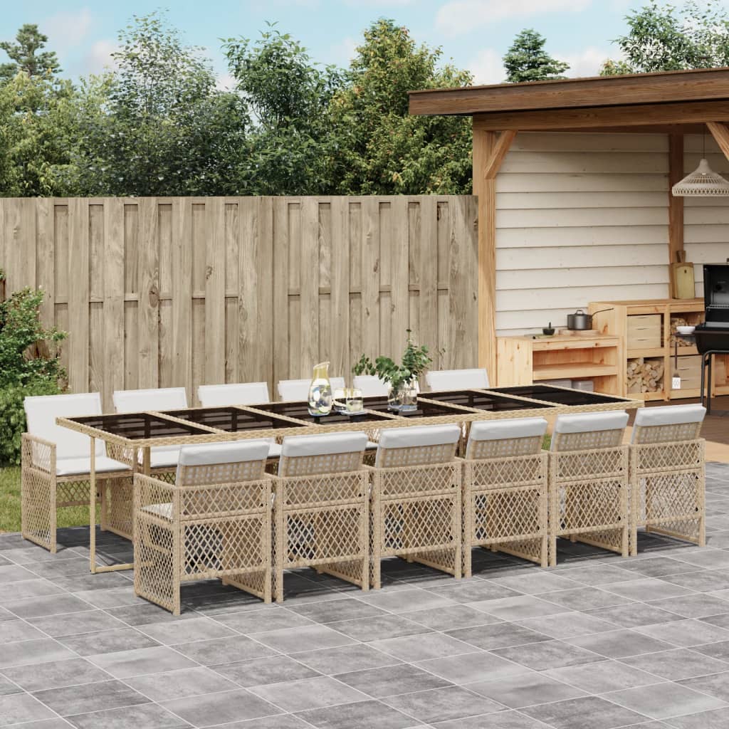 13-delige Tuinset met kussens poly rattan beige is nu te koop bij PeponiXL, paradijselijk wonen!