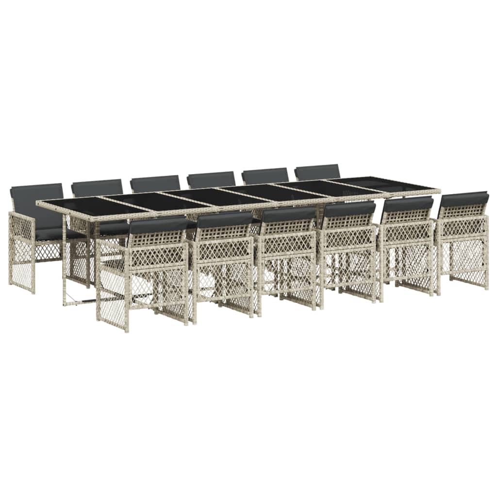 13-delige Tuinset met kussens poly rattan lichtgrijs is nu te koop bij PeponiXL, paradijselijk wonen!