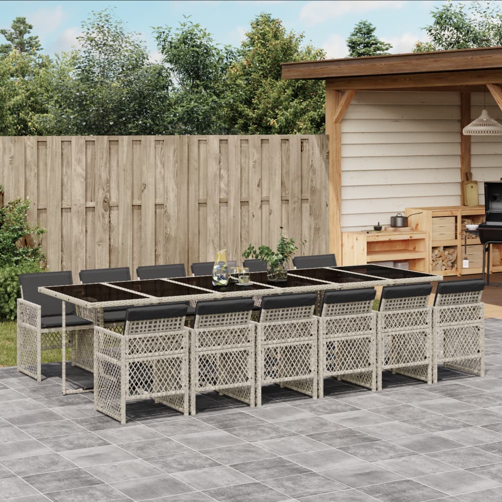 13-delige Tuinset met kussens poly rattan lichtgrijs is nu te koop bij PeponiXL, paradijselijk wonen!