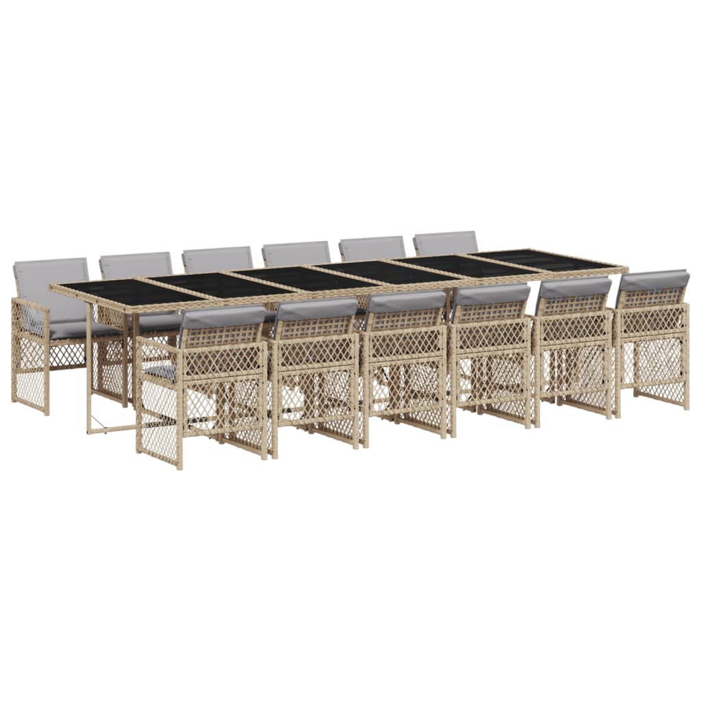 13-delige Tuinset met kussens poly rattan beige is nu te koop bij PeponiXL, paradijselijk wonen!