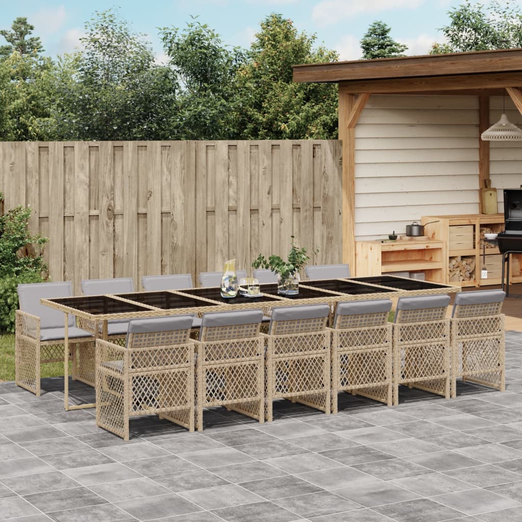 13-delige Tuinset met kussens poly rattan beige is nu te koop bij PeponiXL, paradijselijk wonen!