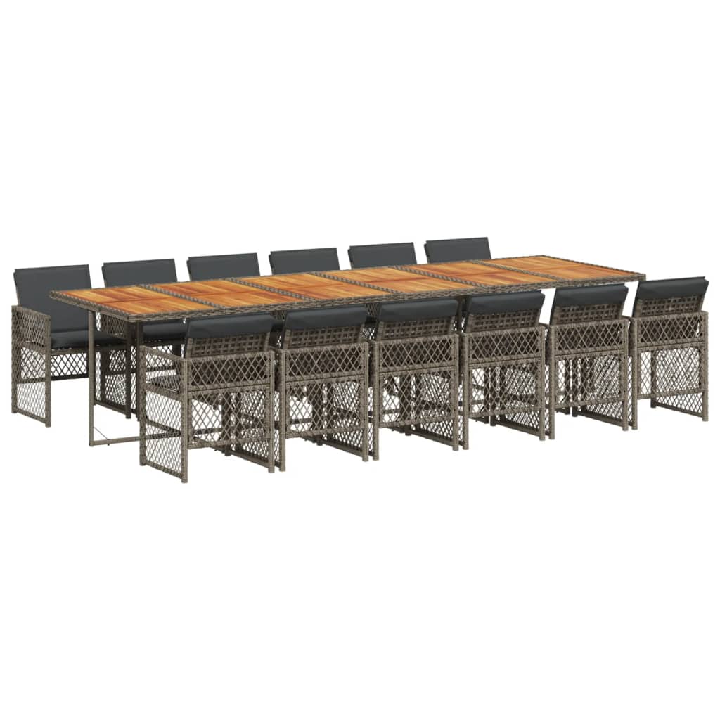 13-delige Tuinset met kussens poly rattan grijs is nu te koop bij PeponiXL, paradijselijk wonen!