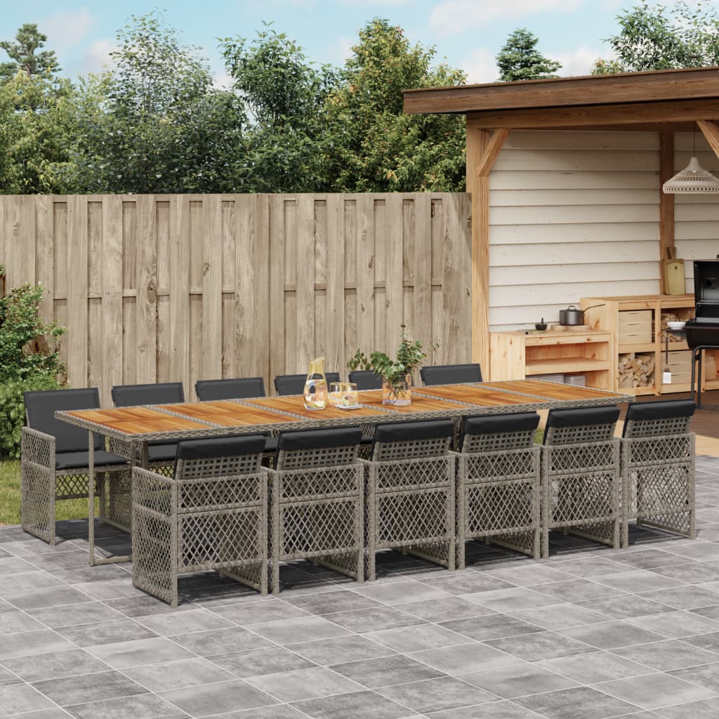 13-delige Tuinset met kussens poly rattan grijs is nu te koop bij PeponiXL, paradijselijk wonen!