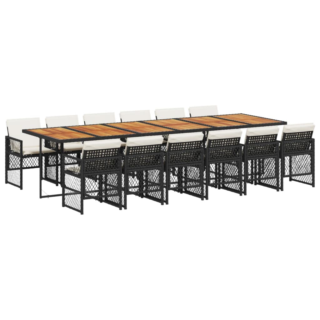 13-delige Tuinset met kussens poly rattan zwart is nu te koop bij PeponiXL, paradijselijk wonen!
