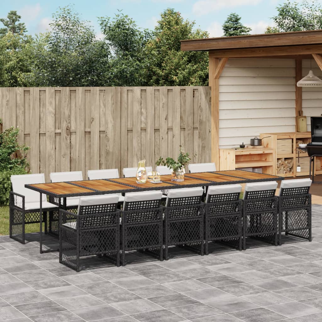 13-delige Tuinset met kussens poly rattan zwart is nu te koop bij PeponiXL, paradijselijk wonen!