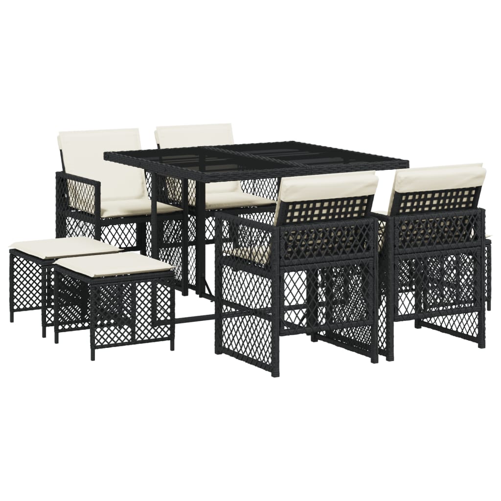 9-delige Tuinset poly rattan zwart is nu te koop bij PeponiXL, paradijselijk wonen!