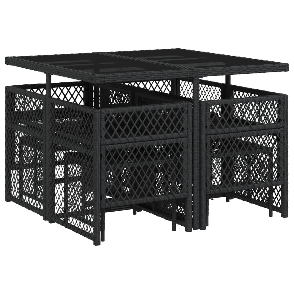 9-delige Tuinset poly rattan zwart is nu te koop bij PeponiXL, paradijselijk wonen!