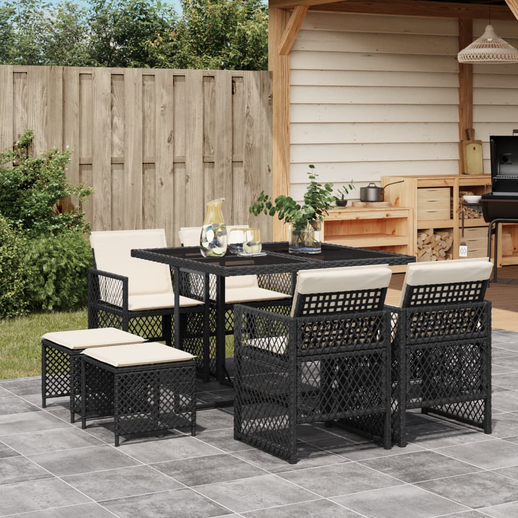 9-delige Tuinset poly rattan zwart is nu te koop bij PeponiXL, paradijselijk wonen!
