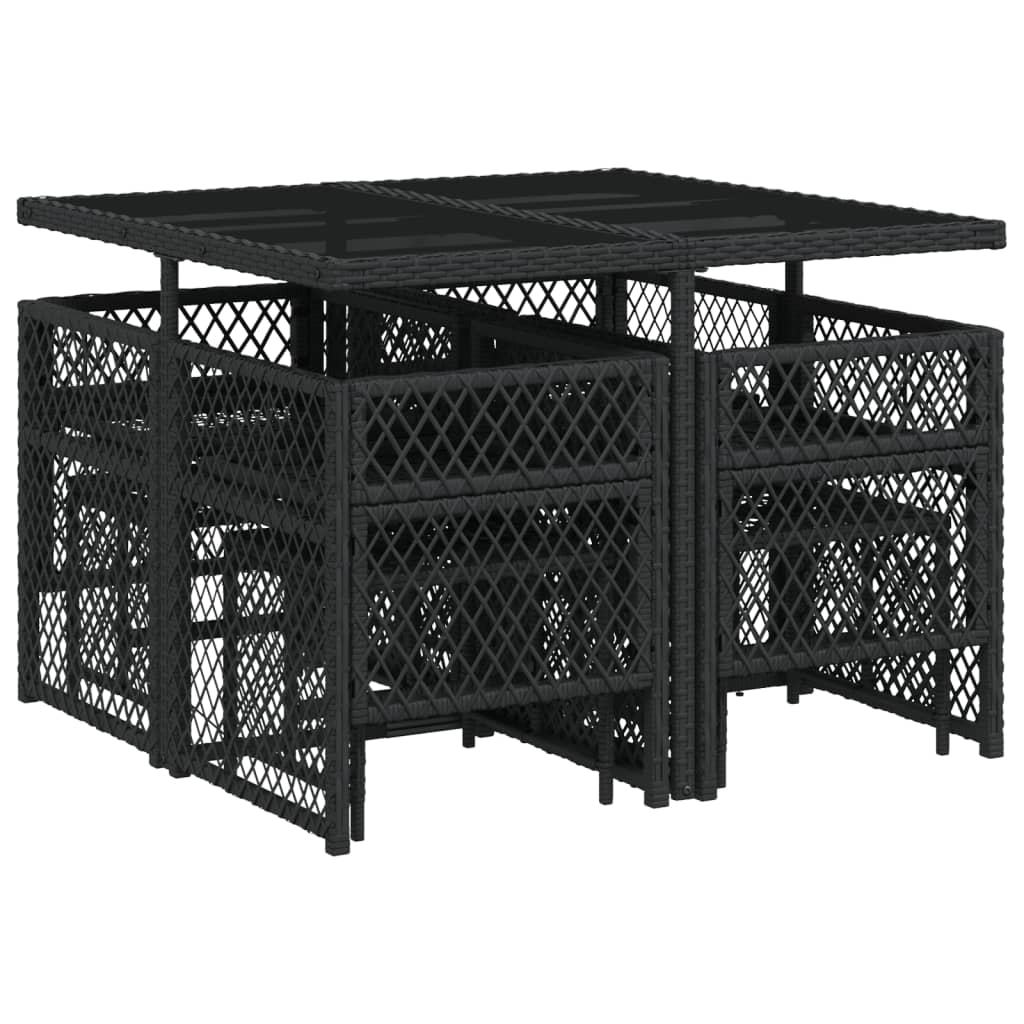 9-delige Tuinset poly rattan zwart is nu te koop bij PeponiXL, paradijselijk wonen!