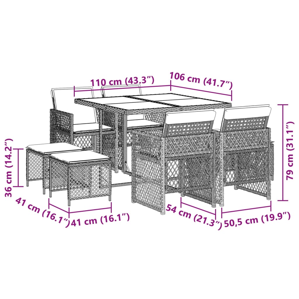 9-delige Tuinset poly rattan zwart is nu te koop bij PeponiXL, paradijselijk wonen!