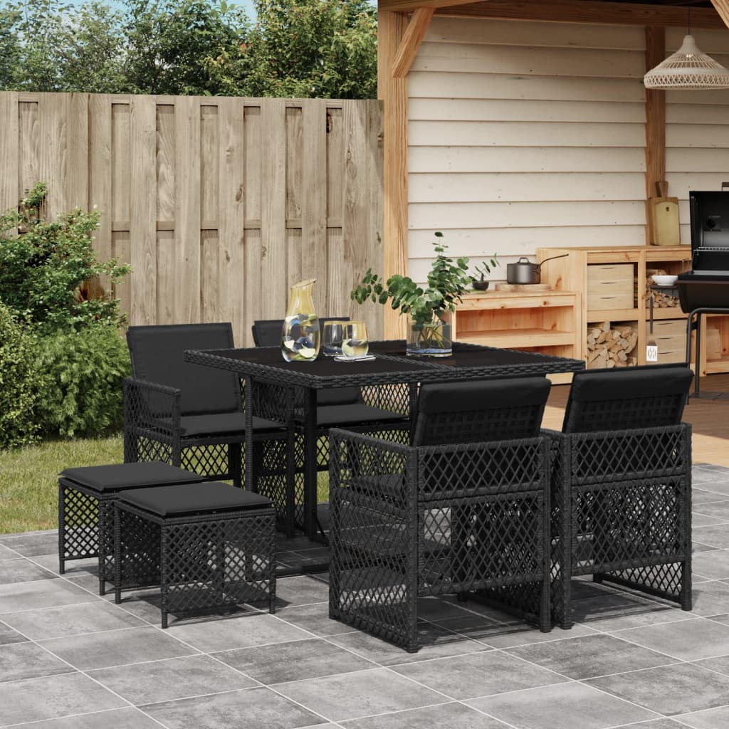 9-delige Tuinset poly rattan zwart is nu te koop bij PeponiXL, paradijselijk wonen!