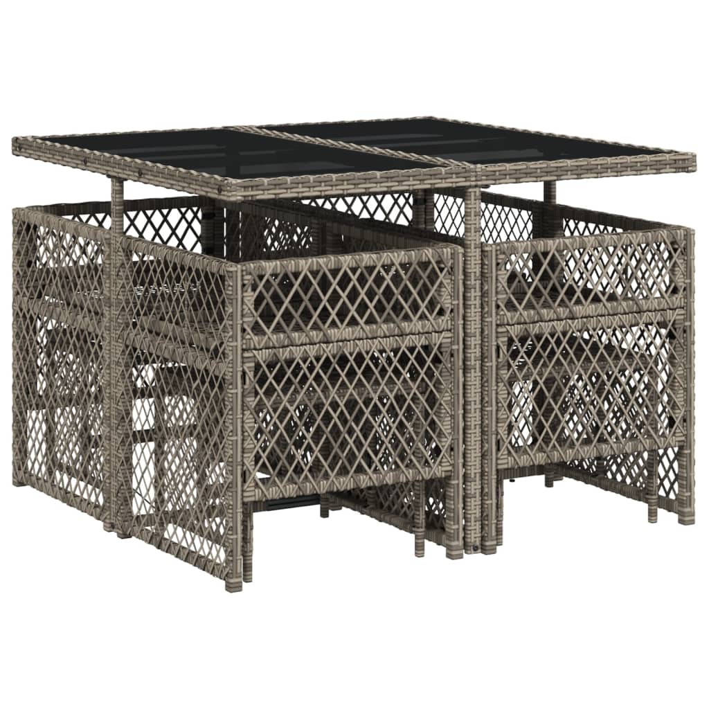 9-delige Tuinset met kussens poly rattan grijs is nu te koop bij PeponiXL, paradijselijk wonen!