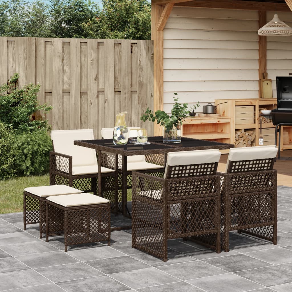 9-delige Tuinset met kussens poly rattan bruin is nu te koop bij PeponiXL, paradijselijk wonen!