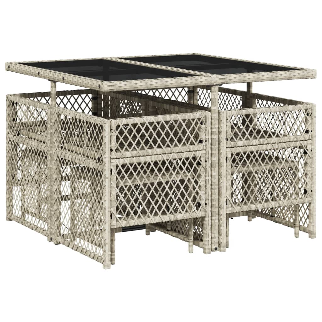 9-delige Tuinset met kussens poly rattan lichtgrijs is nu te koop bij PeponiXL, paradijselijk wonen!