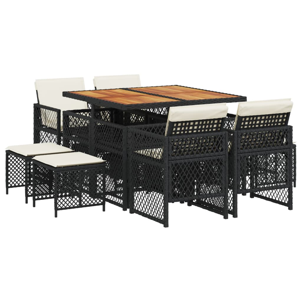 9-delige Tuinset poly rattan zwart is nu te koop bij PeponiXL, paradijselijk wonen!