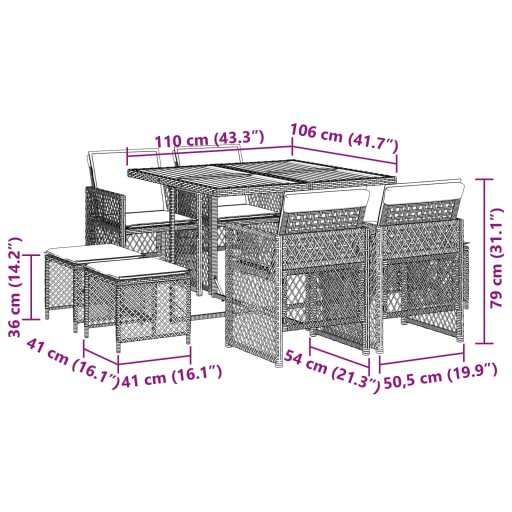 9-delige Tuinset poly rattan zwart is nu te koop bij PeponiXL, paradijselijk wonen!
