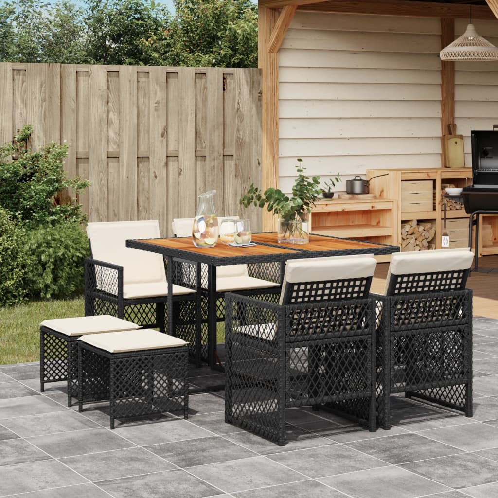 9-delige Tuinset poly rattan zwart is nu te koop bij PeponiXL, paradijselijk wonen!