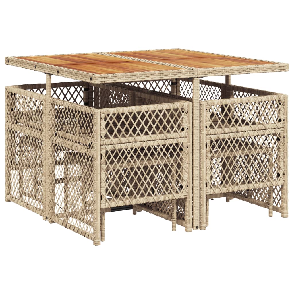 9-delige Tuinset met kussens poly rattan beige is nu te koop bij PeponiXL, paradijselijk wonen!