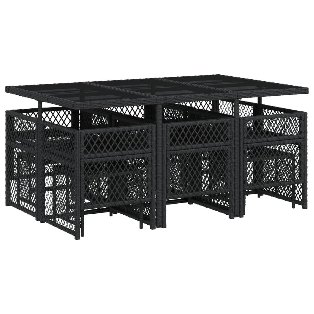 11-delige Tuinset met kussens poly rattan zwart is nu te koop bij PeponiXL, paradijselijk wonen!
