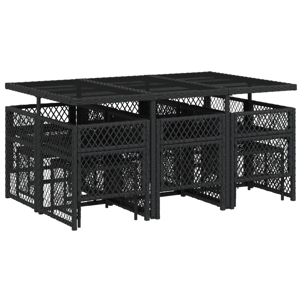 11-delige Tuinset met kussens poly rattan zwart is nu te koop bij PeponiXL, paradijselijk wonen!