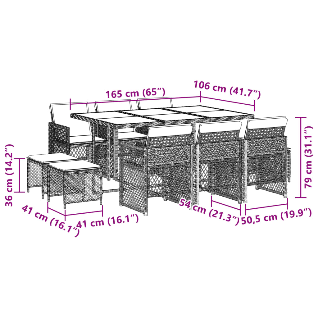 11-delige Tuinset met kussens poly rattan grijs is nu te koop bij PeponiXL, paradijselijk wonen!