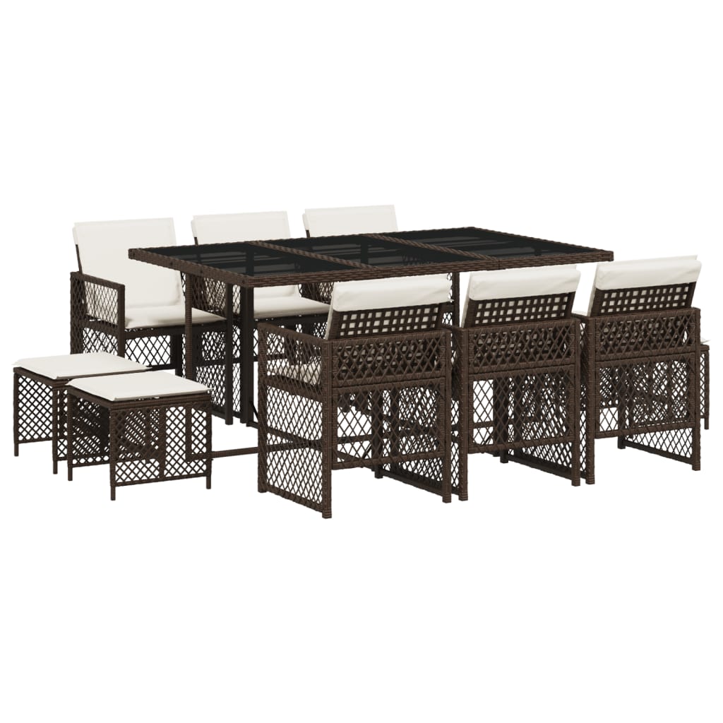 11-delige Tuinset met kussens poly rattan bruin is nu te koop bij PeponiXL, paradijselijk wonen!