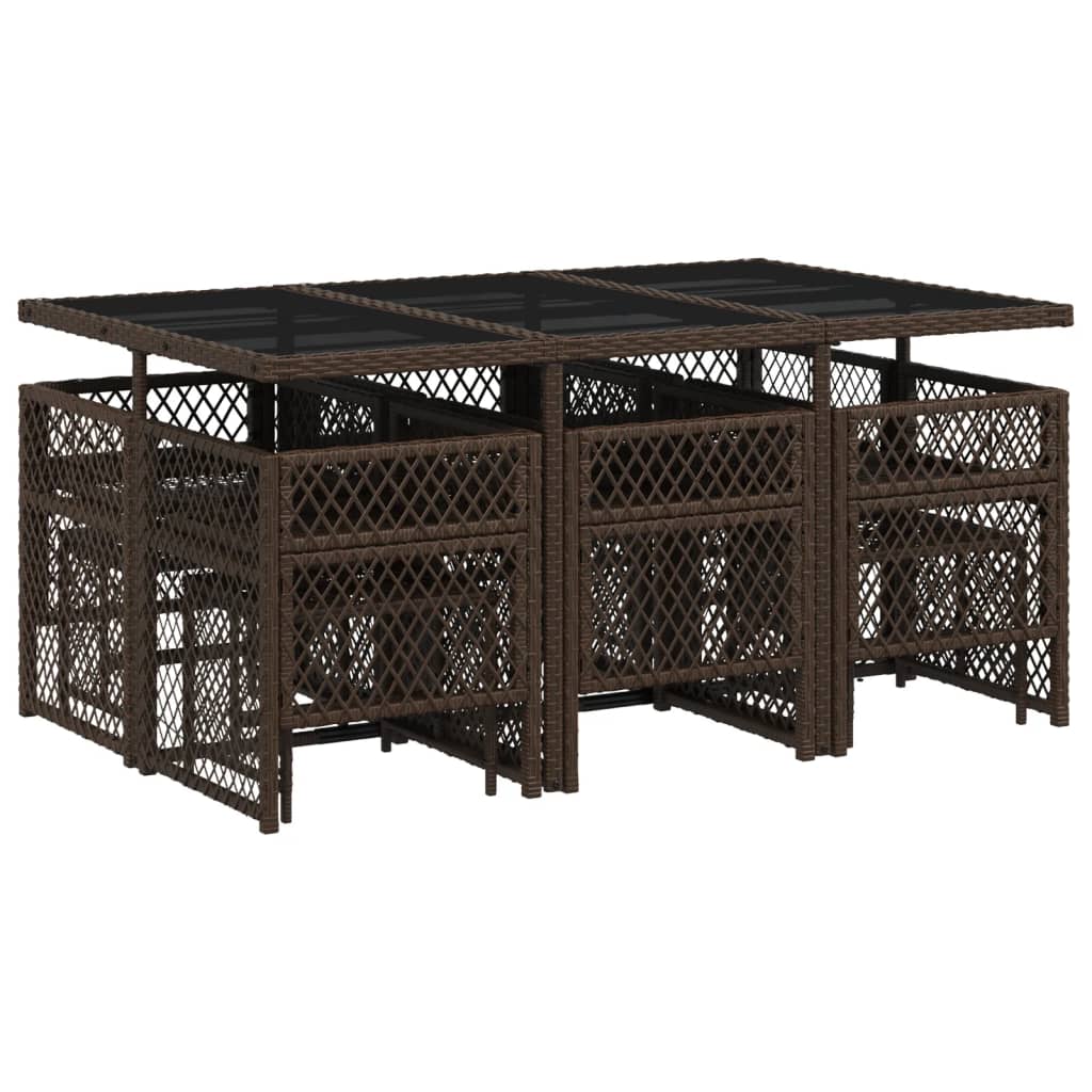 11-delige Tuinset met kussens poly rattan bruin is nu te koop bij PeponiXL, paradijselijk wonen!